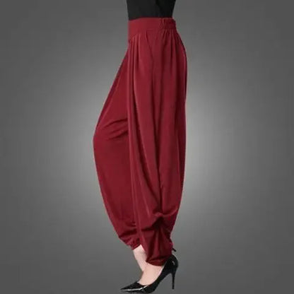 Summer New plus Size Lantern Pants Elastic Waist Casual Dance Mosquito Proof Long Trousers for plus Size Women High Waist Lon...