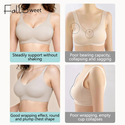 FallSweet Women Push-Up Seamless Bra Plus Size Wireless Bralette Adjust Straps Full Cup Breathable Lingerie Intimates Underwear
