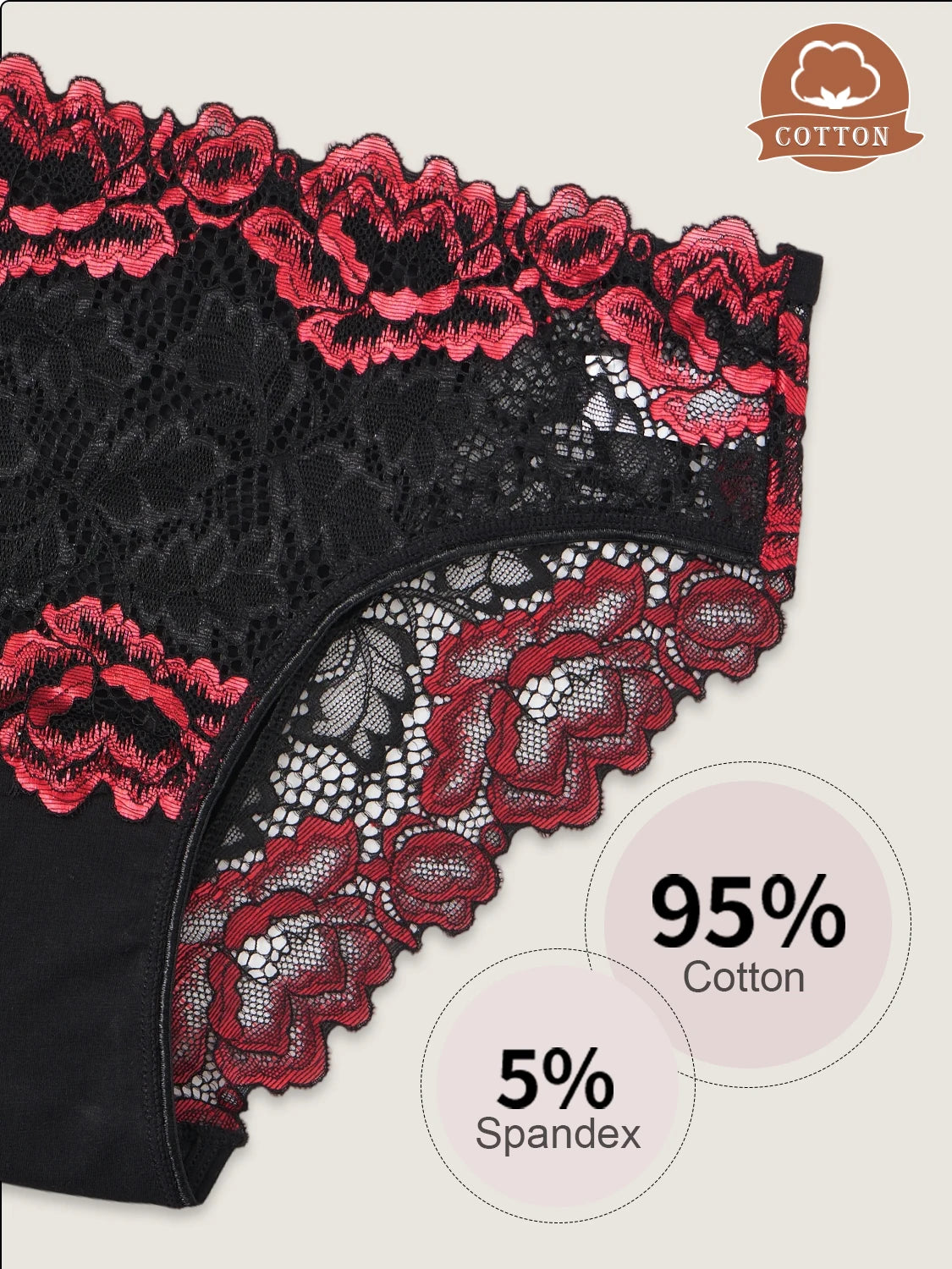3PCS Popular Contrast Lace Floral Cotton Patchwork Panties for Women Hollow Out Lace Trim Sexy Underwear New Comfortable Briefs