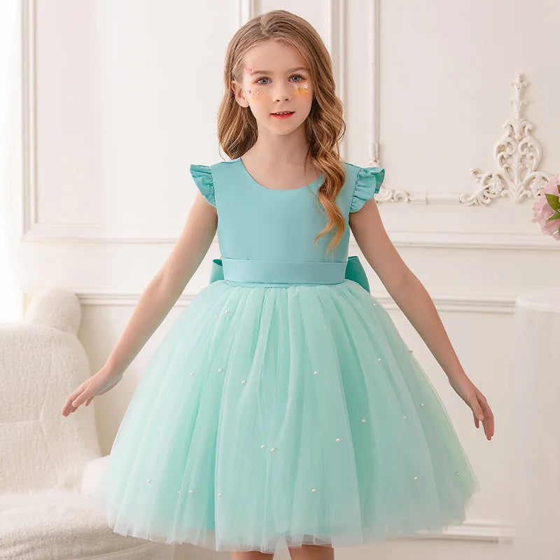 Baby Girls Summer Dresses 2 3 6 8 10Yrs Cute Kids Birthday Princess Dress Children Casual Clothes Sleeveless Girls Layered Dress