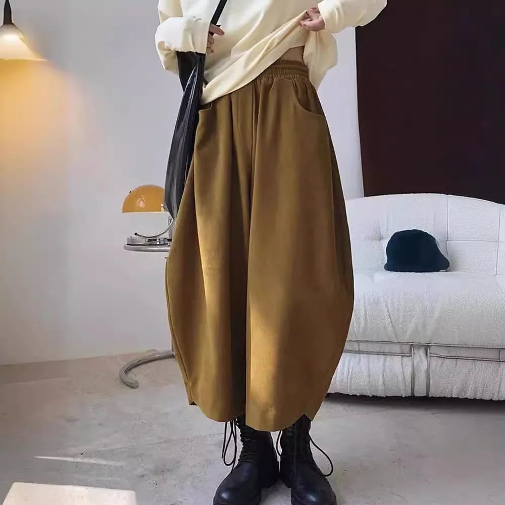 2026 Autumn Casual Harem Pants Women Cotton High Waisted Trousers Retro Loose Bloomers Women's Oversize Pants Baggy Sweatpants