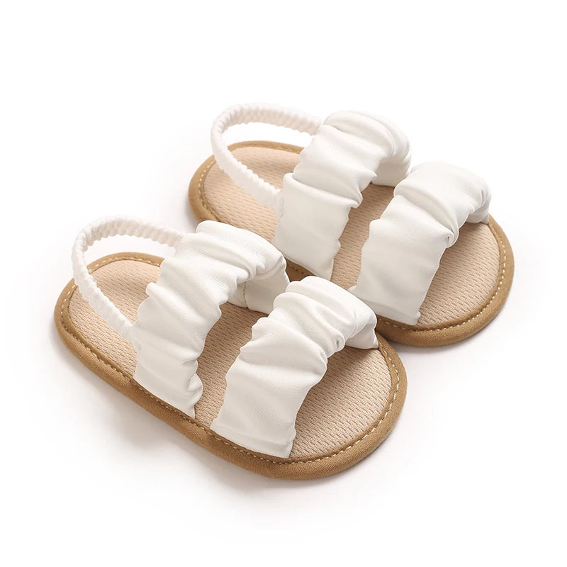 Baby Learning Walk Shoes, Unisex Summer Flat Infant Sandals, Soft Beach Wedding Crib Footwear for Newborns 0-1 Year