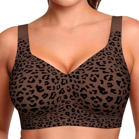 Leopard Jelly Bra Wireless Supportive Bras No Underwire Push Up Full Coverage Seamless Bralette Plus Size Underwear for Women
