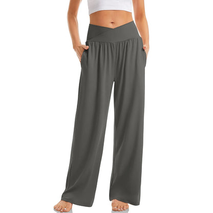 Women Cotton Linen Pants Summer Autumn Fashion Elastic Waist Loose Straight Pants Female Casual SolidColor Ankle-length Trousers