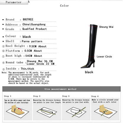 BIGTREE Shoes Sexy Over-the-Knee Boots Leather Shoes Long Boots Stilettos High Heel Boots Winter Shoes Pointed Women Boots 2026