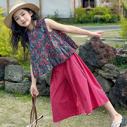Kids Girl Clothes Summer Suits for Girls 12 14 Years Old Clothing Sets 4 7 Children 11 Korean Children's 2025 Set 8 Year Top Up
