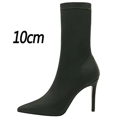 BIGTREE Shoes Women Boots Fashion Ankle Boots Pointed Toe Stretch Boots Autumn Stiletto Socks Boots High Heels Ladies Shoes 2026