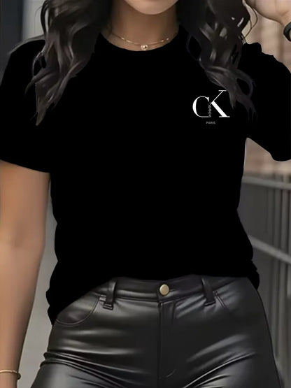 Summer luxury brand fashion cartoon letter print crew collar clothing short sleeve T-shirt trend women's summer Y2K top