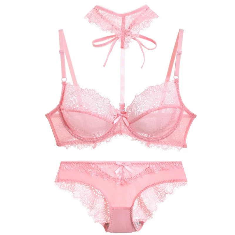 2024 New Sexy Ultra-ThinThick Black Beige Pink Purple Red White Plus Size Lingerie BCDE Cup Bra Sets Push Up Underwear