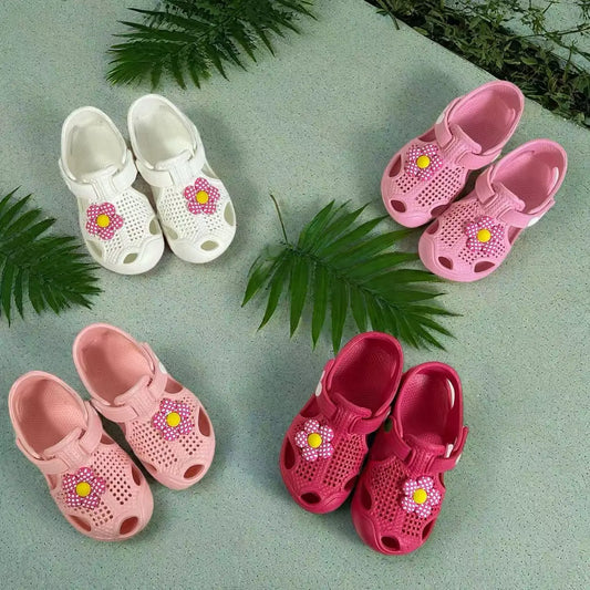 Girls' Floral Toddler Learning Shoes Lightweight Breathable EVA Hole-Patterned Sandals - Cute Versatile Beach & Daily Wear Baby