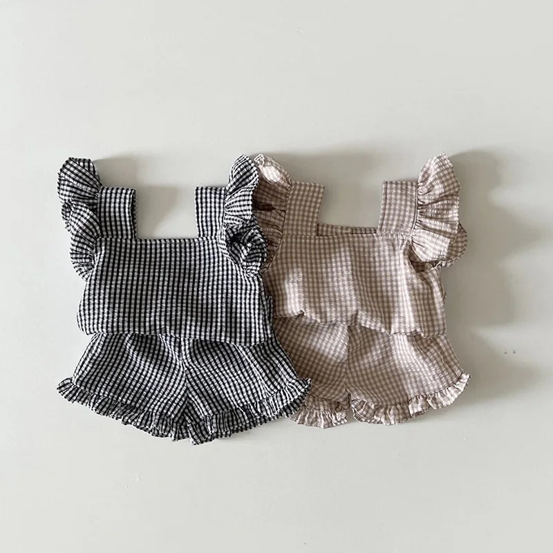 MILANCEL 2026 Summer Baby Clothing Set Toddler Ruffle Tee and Shorts 2Pcs Girls Suits Ruffle Tee Set