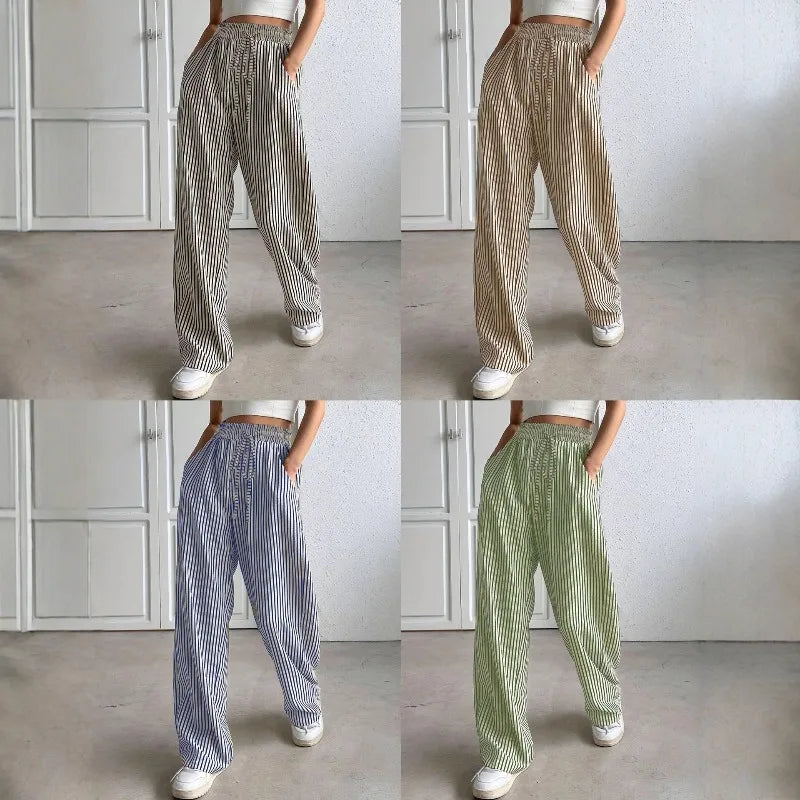 Women's Best-Selling Striped Casual Straight-Leg Pants