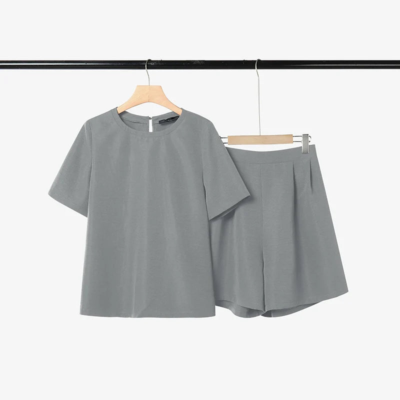 Fashion Summer Short Sleeve Blouse Short Sets 2026 ZANZEA Women Solid Color Tracksuit 2026 Stylish OL Work Outfits 2 Pieces Sets
