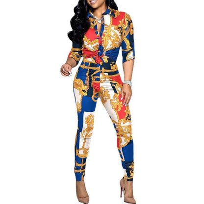 European Style Spring Summer Shirt Top And Long Pant Suit Casual Party 2 Two Pieces Tracksuit Outfits 2025