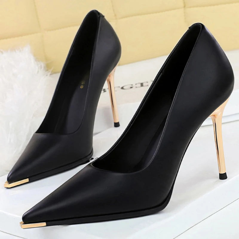 BIGTREE Shoes New Women 9.5 Cm Heels Metal Pointed Tip Women Pumps Quality High Heels Stiletto Luxury Pumps Ladies Shoes 2026