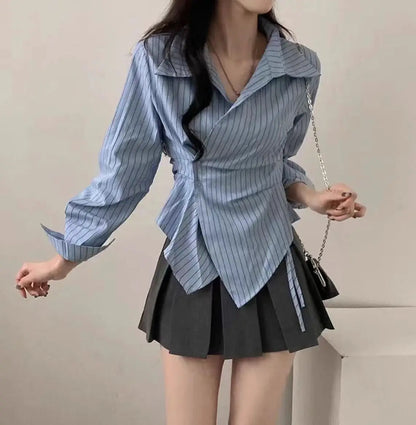 Spring Autumn Casual Striped Shirt Women Shirts Fashion Female Long Sleeve Slim Blouse Tops Office Lady Shirts