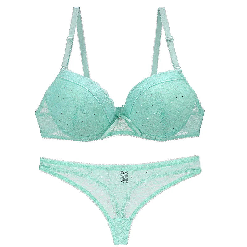 2024 Sexy Bra Sets Push Up Lace Lingerie 34/75 36/80 38/85 40/90 42/95 BCDE Cup White Pink Blue Khaki Green Violet Underwear