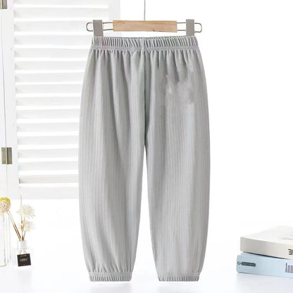 Girls' Mosquito Repellent Summer Tapered Pants Viscose Lightweight Loose Fitting Harem Pants with Elastic Cuffs for Activities