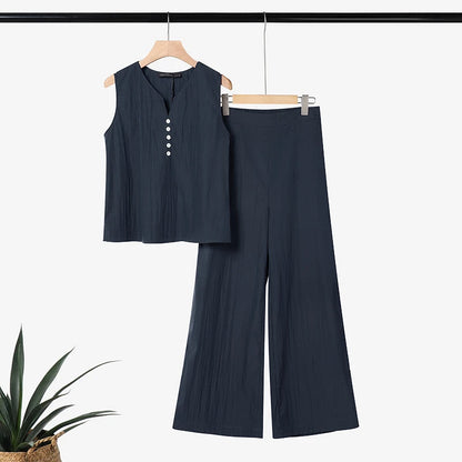 ZANZEA Fashion Summer 2 Pieces Sets Women V Neck Sleeveless Tanks Tops Trousers Suit Casual OL Work Pant Sets Solid OL Tracksuit