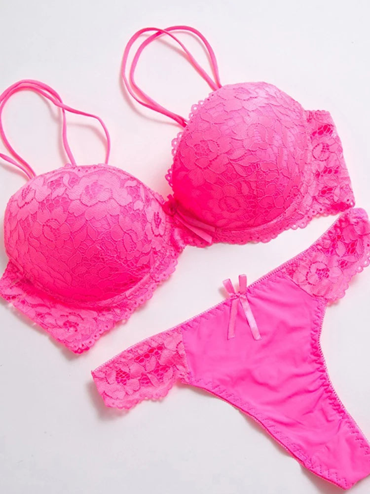High quality Deep V Sexy  Push up Bra set Floral Embroidery Lace Women Underwear set Bra and Panties 34 36 38 40 42 BCD