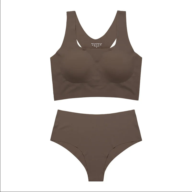 Women Wireless Bra Custom Bra And Shorts Sets Reggiseno Senza Cuciture Removeable Padded Seamless Bra Set
