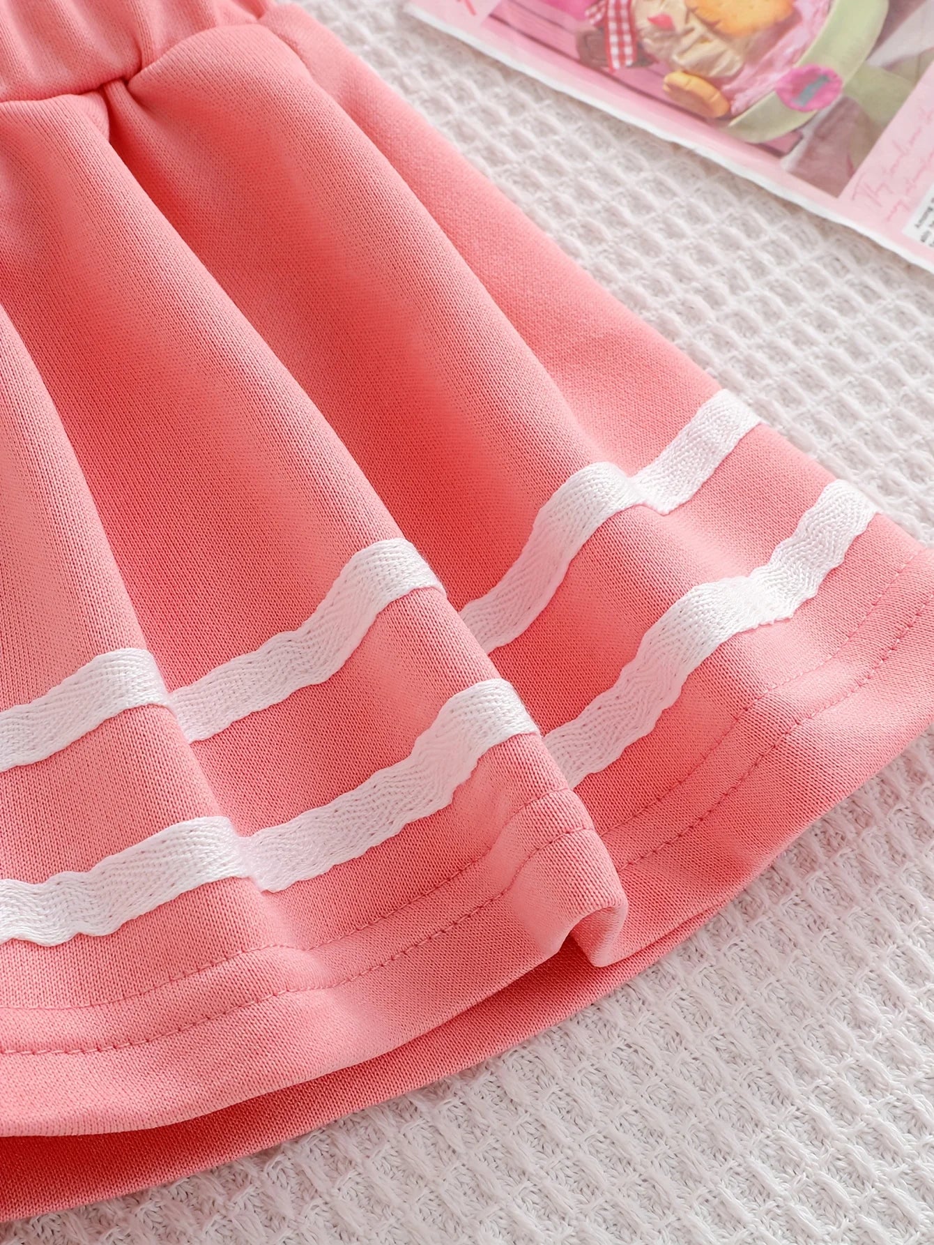 2pcs Cat Pattern Long Sleeve Polo Shirt And Pleated Skirt Set for Baby Girls Casual Comfortable Outfit for Autumn Winter