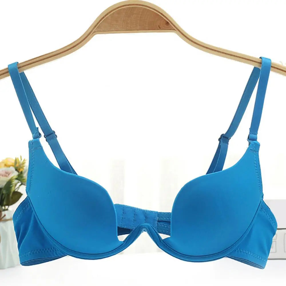 Women Bra Girl Sexy Deep-U Low Cut Solid Color Backless Padded Bra Push-Up Sexy Underwear Push Up Lingerie Bralette For Women