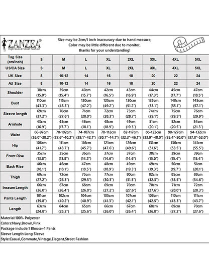 ZANZEA Spring Autumn 2PCS Outfits Women Solid Matching Sets Elegant Long Sleeve Blouse Pant Sets Casual Work OL Tracksuits 2025
