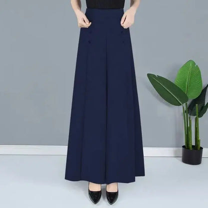Ladies Ice Silk Wide Leg Pants Draped Thin Summer New Sle Casual High Waist Long Trousers for Middle-Aged Mothers