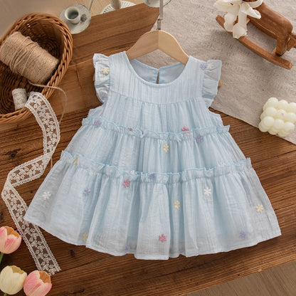 Baby Dress Summer Flower Mesh Cute Girls' Dress Cute Beach Princess Children's Dress Baby Girl Clothing