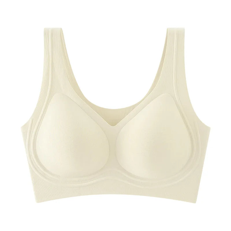 Lenzing Modal Women's Invisible Seamless Beauty Back Push-Up Underwear, Wireless Tank-Style Sports Bra