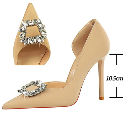 Luxury Heels 10.5 Cm Women Pumps Rhinestone Design High Heels Fashion Wedding Shoes Stilettos Sexy Party Shoes 10 Colour Pumps