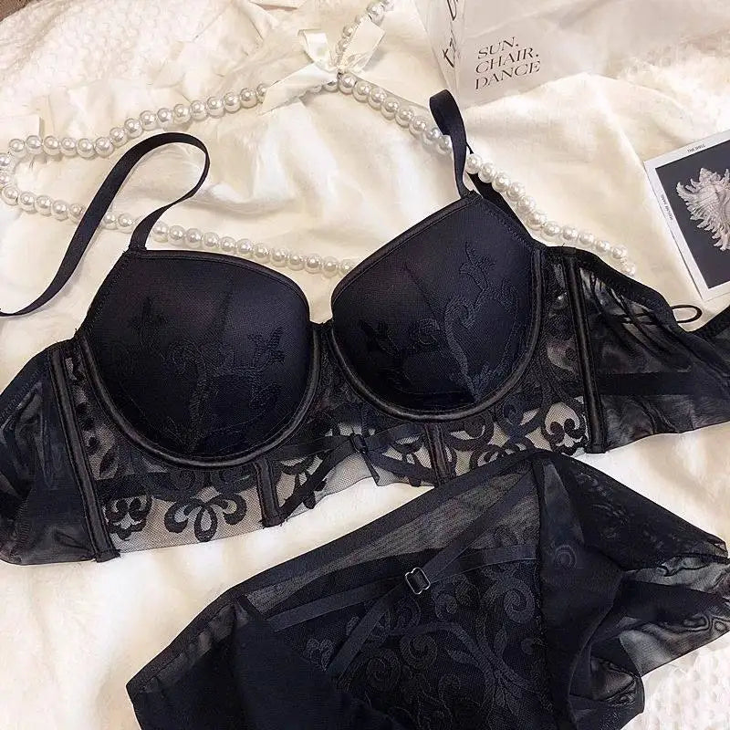 YUQI Red Lingerie Set for Wedding Bride,Push-Up Bra To Make Small Breasts Look Larger, Side Support, Dragon Zodiac Year  Bra Set