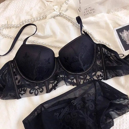 YUQI Red Lingerie Set for Wedding Bride,Push-Up Bra To Make Small Breasts Look Larger, Side Support, Dragon Zodiac Year  Bra Set