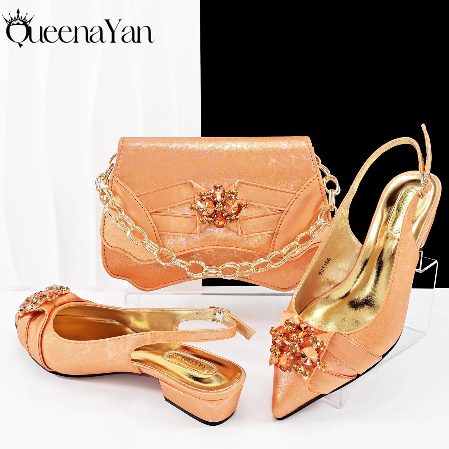 Newest Lemon Green Color Party Weddling Low Heels Pointed Toe Women Shoes and Bag Made of New Bright Materials Comfortable Heels