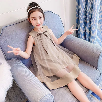 Princess Dress for Little Girls with Doll Collar and Tulle Skirt Casual Dresses Girl Kid's Women's Summer Tweens Clothing Kids
