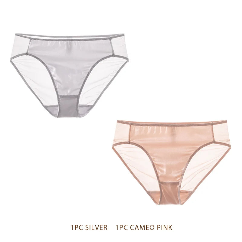 SuyaDream Women Panties 100% Natural silk Lining Meshes Briefs Underwear Health Underpants 2023 New Everyday wear Intimates