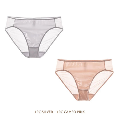 SuyaDream Women Panties 100% Natural silk Lining Meshes Briefs Underwear Health Underpants 2023 New Everyday wear Intimates