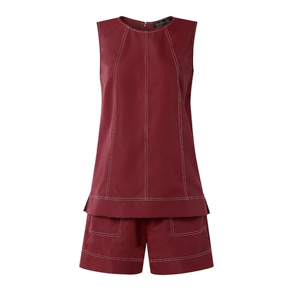 ZANZEA 2PCS Holiday Outfits Fashion Summer 2 Pieces Sets Women O Neck Sleeveless Tanks Shorts Sets Contrast Stitching Tracksuit