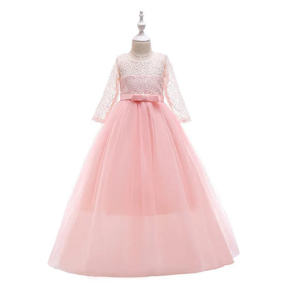 4-14 Years Girls Dress Summer Mesh Fashion Girls Princess Wedding Dress Piano Performance Costume Teenagers New Kids Clothes