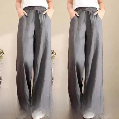 High Waist Wide Leg Pants Women's Casual Loose Cotton Linen Spring Summer Long Trousers Large Size Comfortable Drapey Style