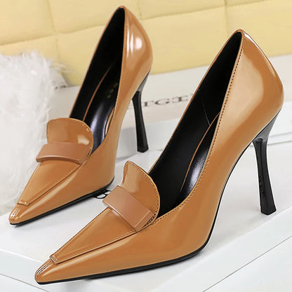 BIGTREE Shoes Patent Leather Women Pumps Sexy High Heels Occupation OL Office Shoes Stiletto 9.5 CM Heels Female Party Shoes