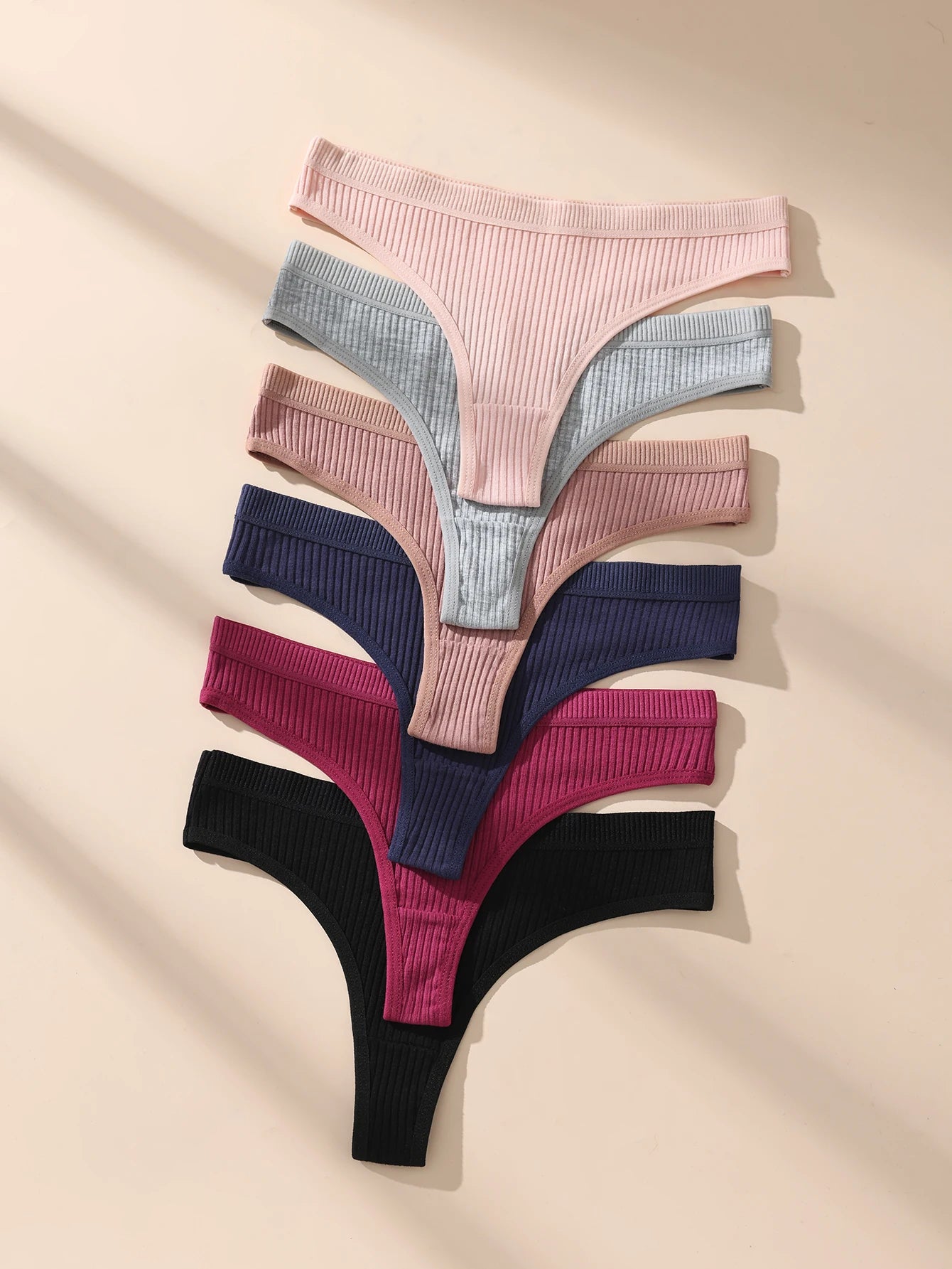 6Pcs Women's Panties Striped Briefs for Women Low-Rise Breathable Cotton Female Soft Underwear Solid Colors Ladies Underpants