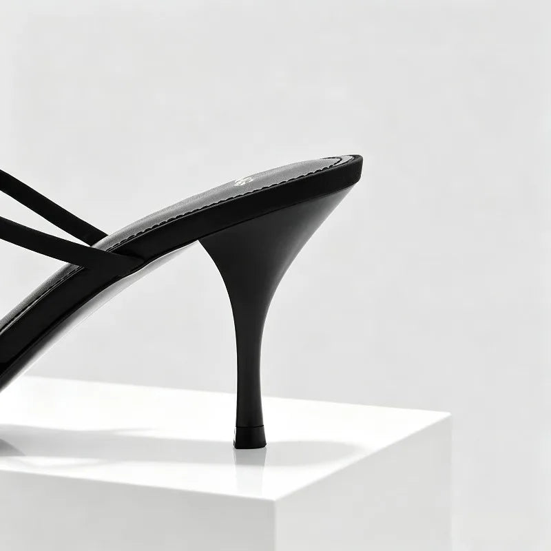 Lolita Style Bow-Adorned Women's Slippers Summer Open-Toe Thin High Heels for Ladies Cute Sweet High-Heeled Sandals Sandalias