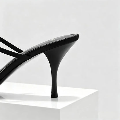 Lolita Style Bow-Adorned Women's Slippers Summer Open-Toe Thin High Heels for Ladies Cute Sweet High-Heeled Sandals Sandalias