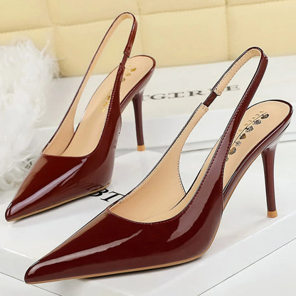 Ladies' 9 cm Heels Women Sandal Summer Shoes Pointed Women Pumps Patent Leather High-heeled Sandals Stiletto Sexy Party Shoes