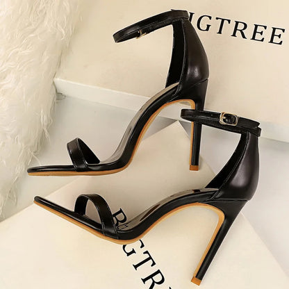 BIGTREE Shoes Summer Women's Sandals Peep Toe High Heels Sexy Party Shoes Stiletto Heels 10 Smtiletto 10 Cm High Heeled Sandals