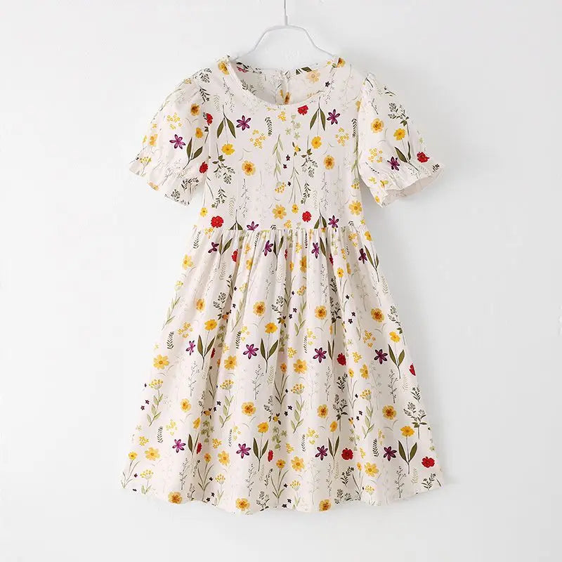 Cotton Floral Summer Bubble Children's Elegant Dress Child Girl Girls Clothes 8 To 9 Years Princess Casual Dresses 10 12 Old 14