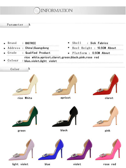 Luxury Heels 10.5 Cm Women Pumps Rhinestone Design High Heels Fashion Wedding Shoes Stilettos Sexy Party Shoes 10 Colour Pumps
