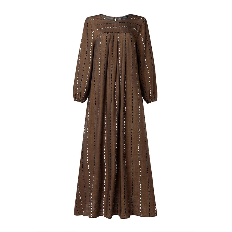 ZANZEA Fashion Muslim Abaya Robe Women Maxi Long Dress Dubai Hijab Sundress Casual O Neck Long Sleeve Loose Ramadan Dress Kaftan